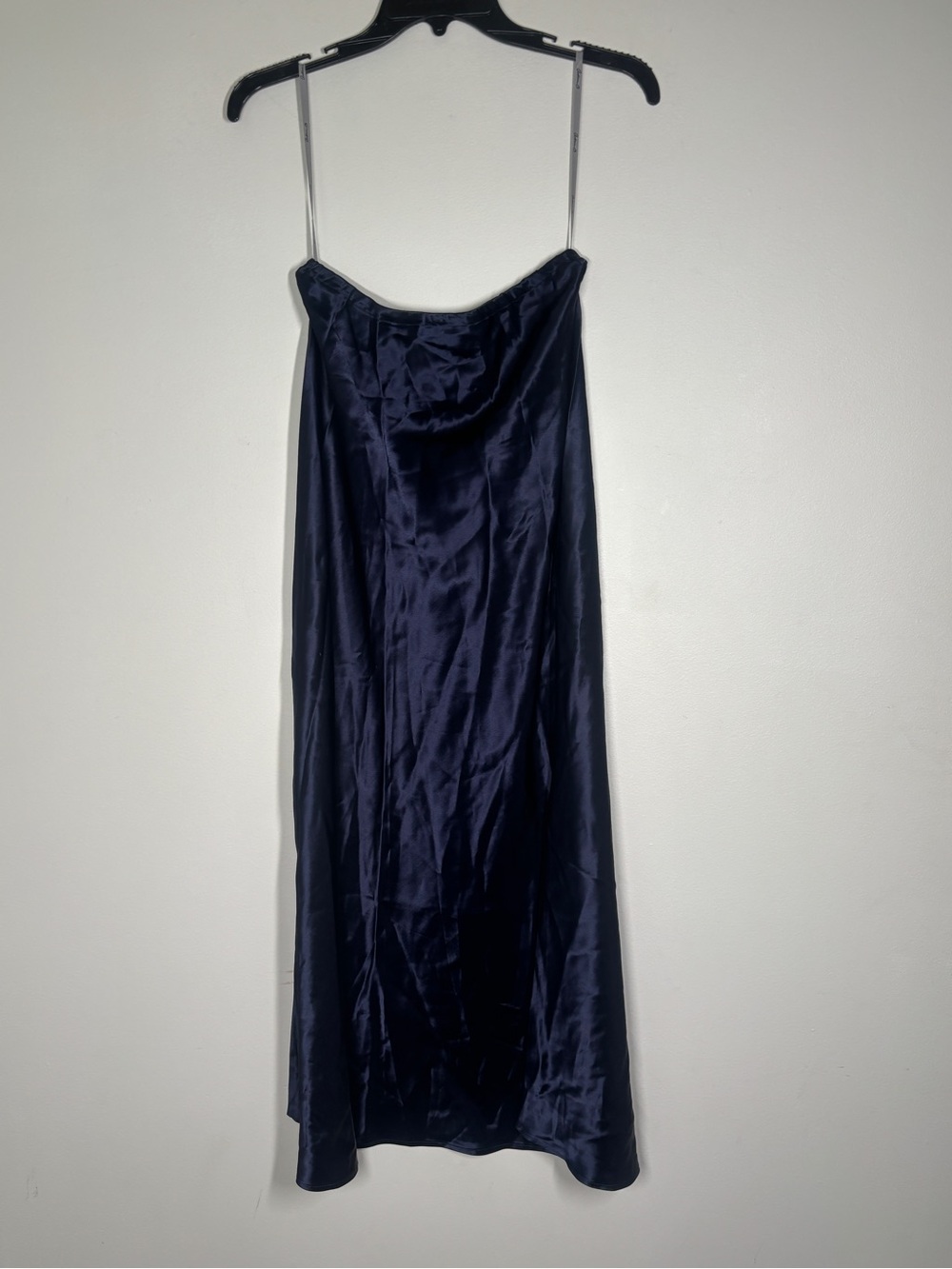 Vintage Y2K Arden B. Navy Blue Liquid Satin Maxi Slip Skirt